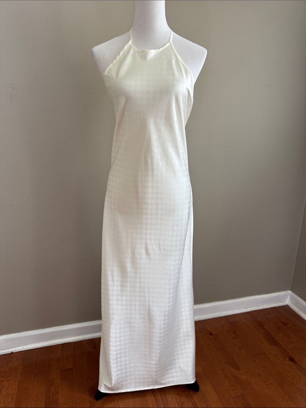 Revolve House of Harlow 1960 Halter Low Back Ivory Maxi Satin Dress Size S NWT - Picture 5 of 11